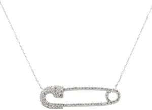 0.30 CT Round Shape Simulated Sparkling White Diamond Safety Pin Pendant Necklace in 14K White Gold Plated 925 Sterling Silver Gift for Womens