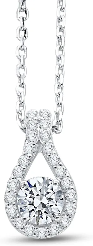 0.50 to 7.19 CT. T.W. Round Cut Diamond Halo Pendant Necklace for Women 14K White Gold Plated 925 Sterling Silver Solitaire Cubic Zirconia Cz Jewelry (Without Chain)