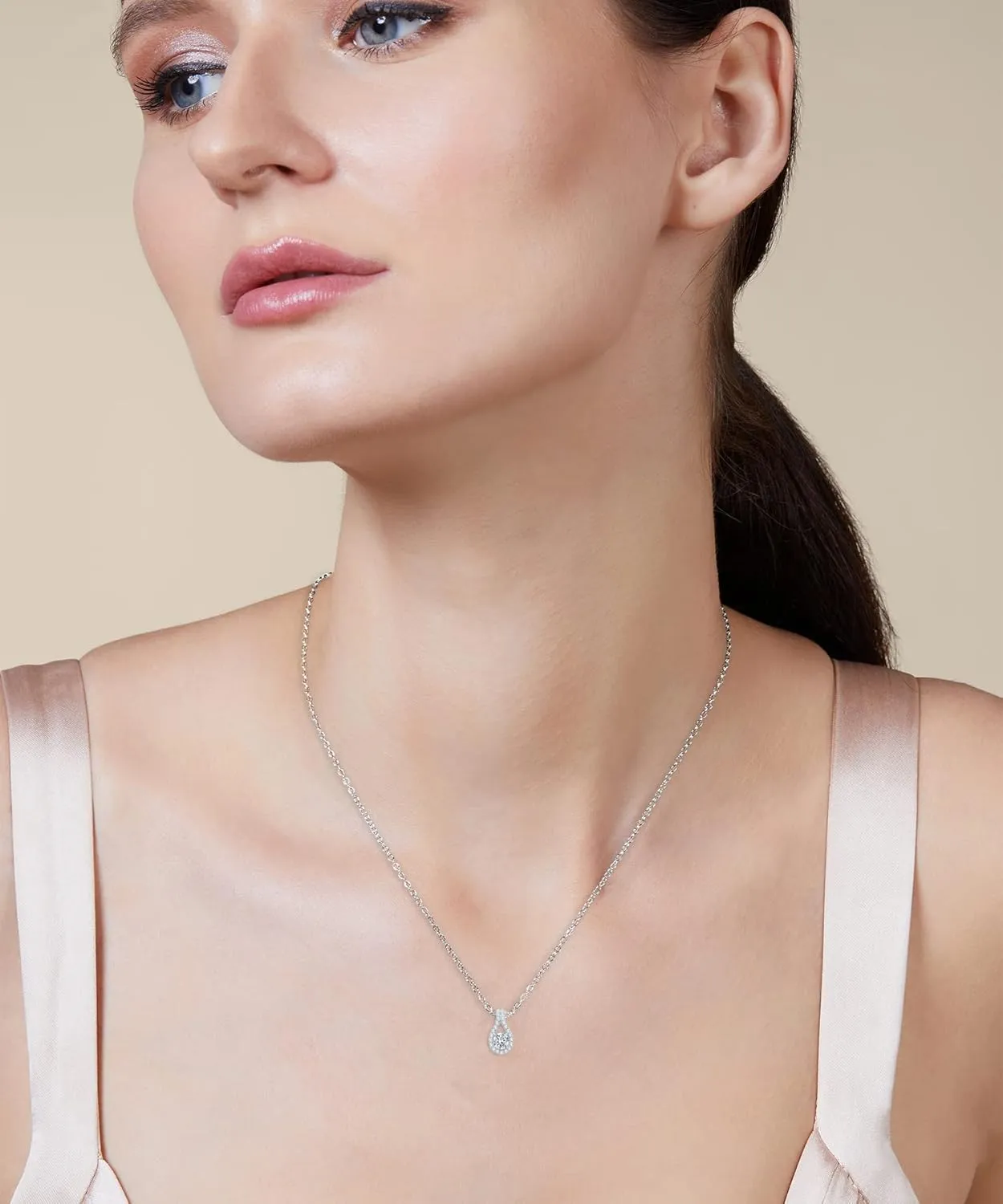 0.50 to 7.19 CT. T.W. Round Cut Diamond Halo Pendant Necklace for Women 14K White Gold Plated 925 Sterling Silver Solitaire Cubic Zirconia Cz Jewelry (Without Chain)