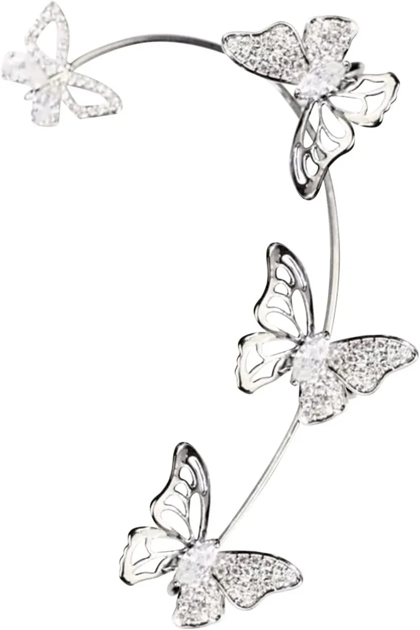 1 Pair Butterfly Ear Cuff for Women Climber Wrap Around Earrings No Piercing Ear Clip