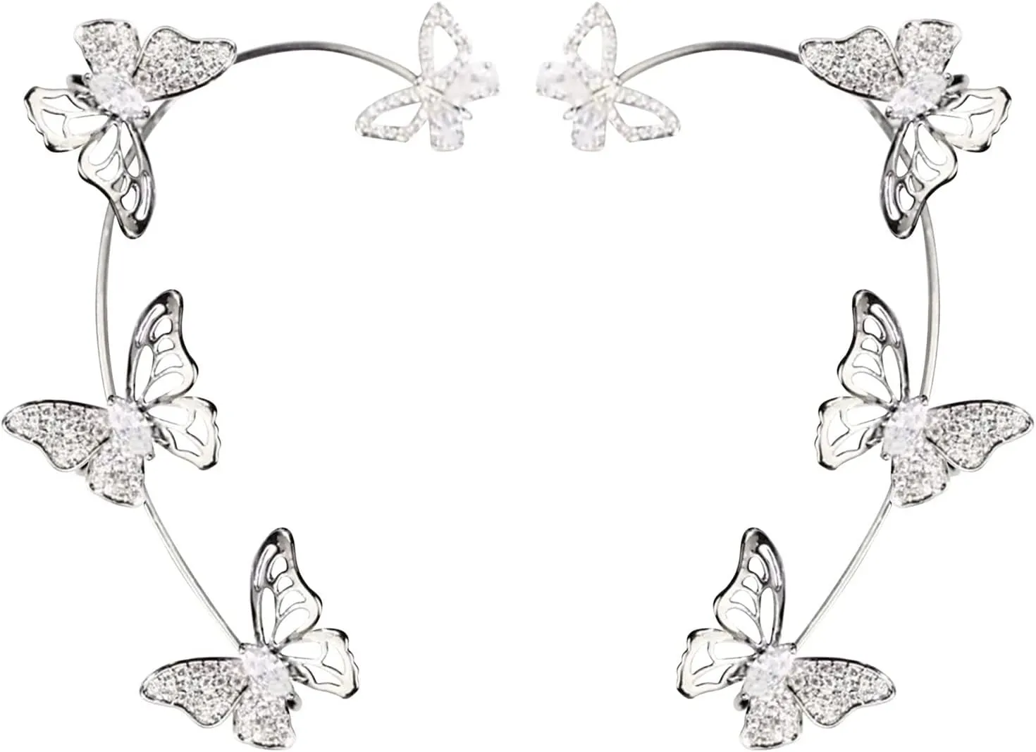 1 Pair Butterfly Ear Cuff for Women Climber Wrap Around Earrings No Piercing Ear Clip