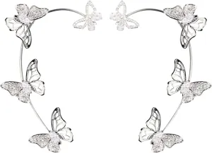 1 Pair Butterfly Ear Cuff for Women Climber Wrap Around Earrings No Piercing Ear Clip