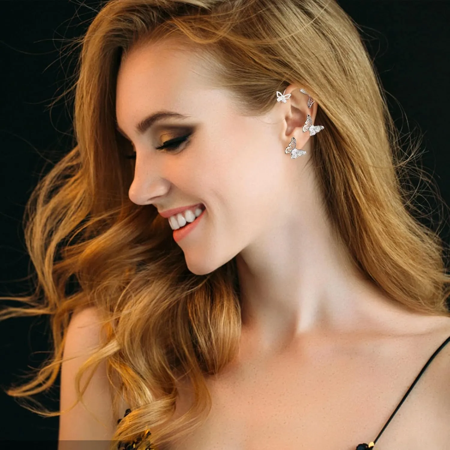1 Pair Butterfly Ear Cuff for Women Climber Wrap Around Earrings No Piercing Ear Clip