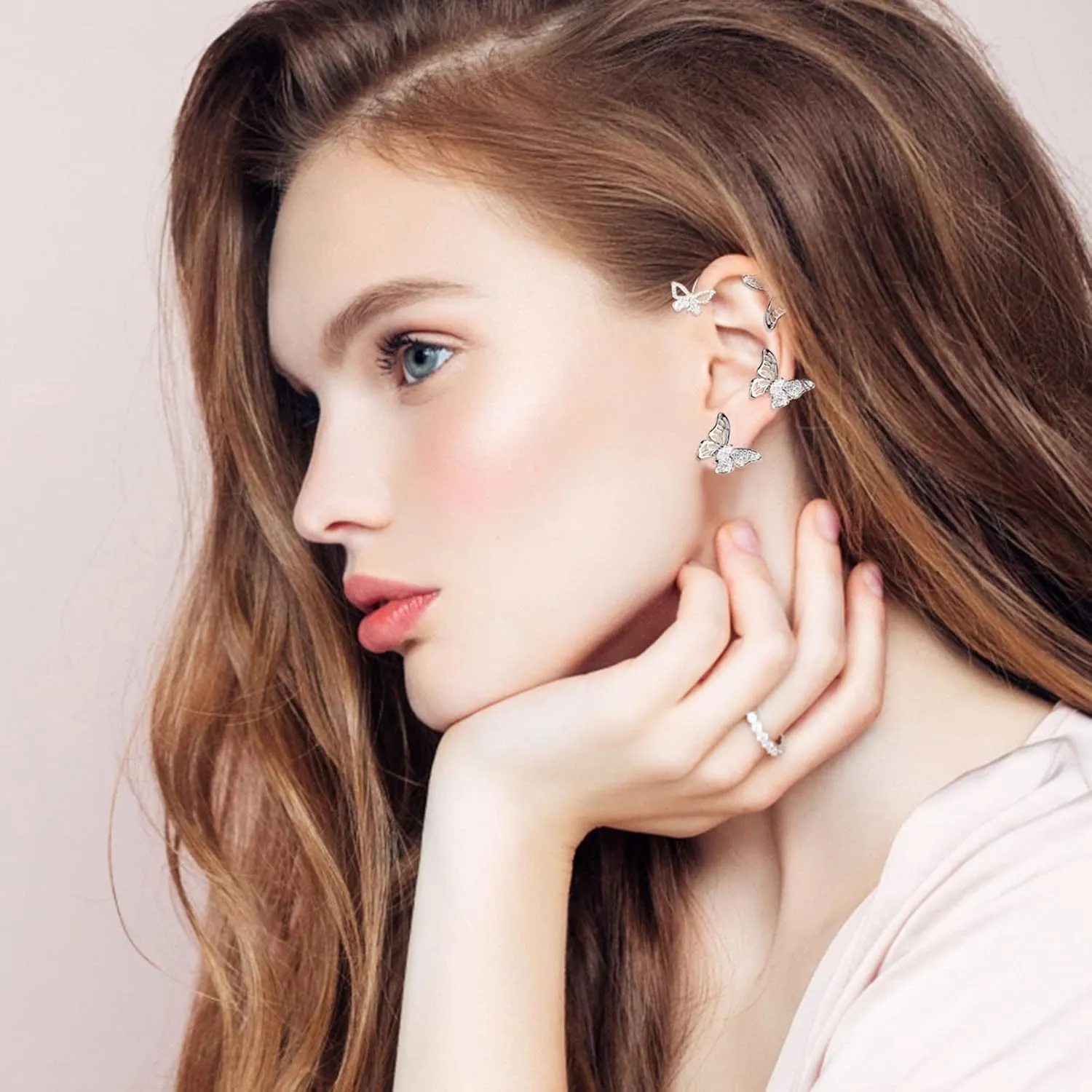 1 Pair Butterfly Ear Cuff for Women Climber Wrap Around Earrings No Piercing Ear Clip