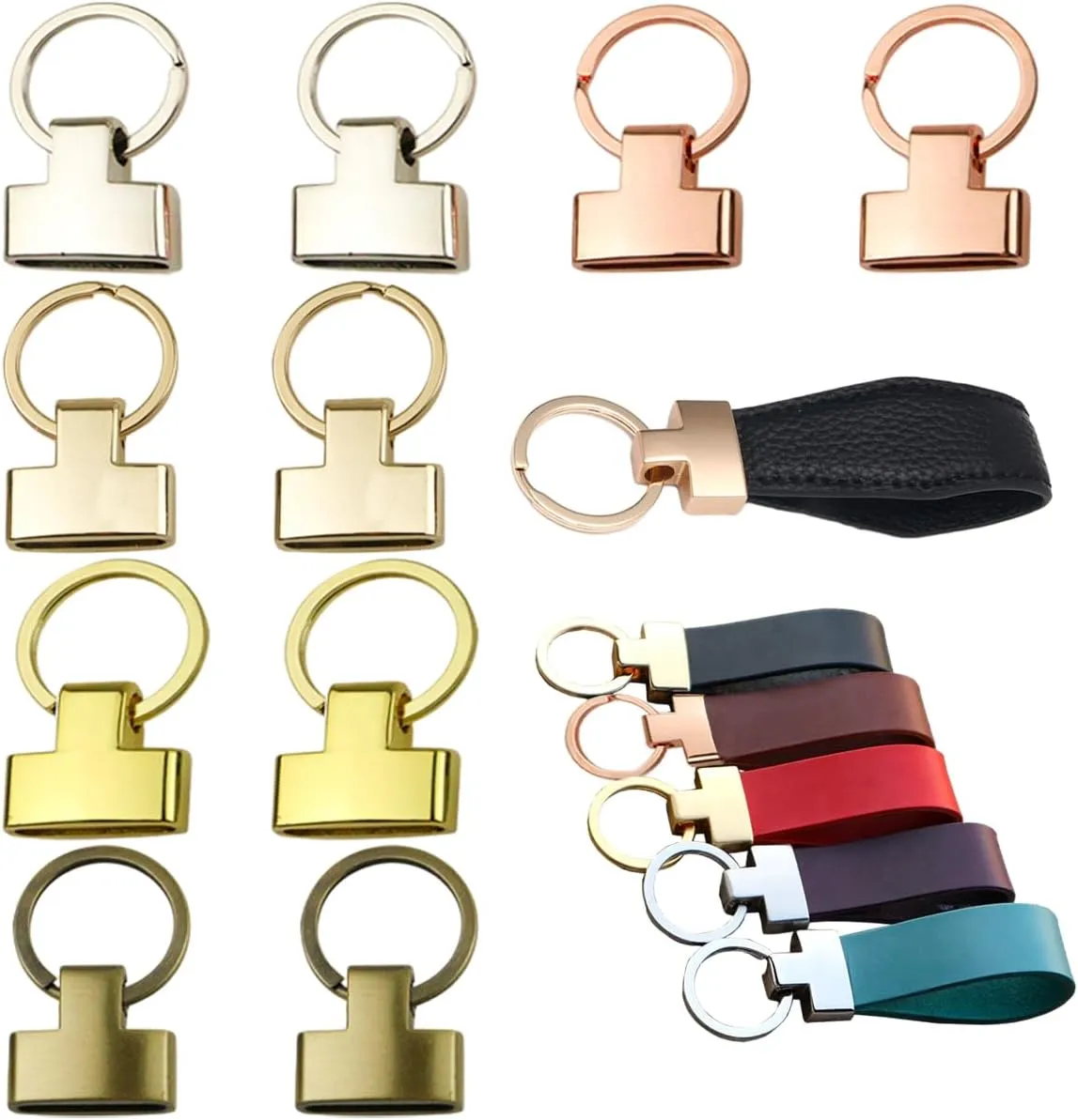 10 PCS Key Fob Hardware With Keychain Ring for Purse Bag - 0.87 Inch Wristlet Clasp, Strap End Fasteners, Lanyard for Keyring, Pet Collar