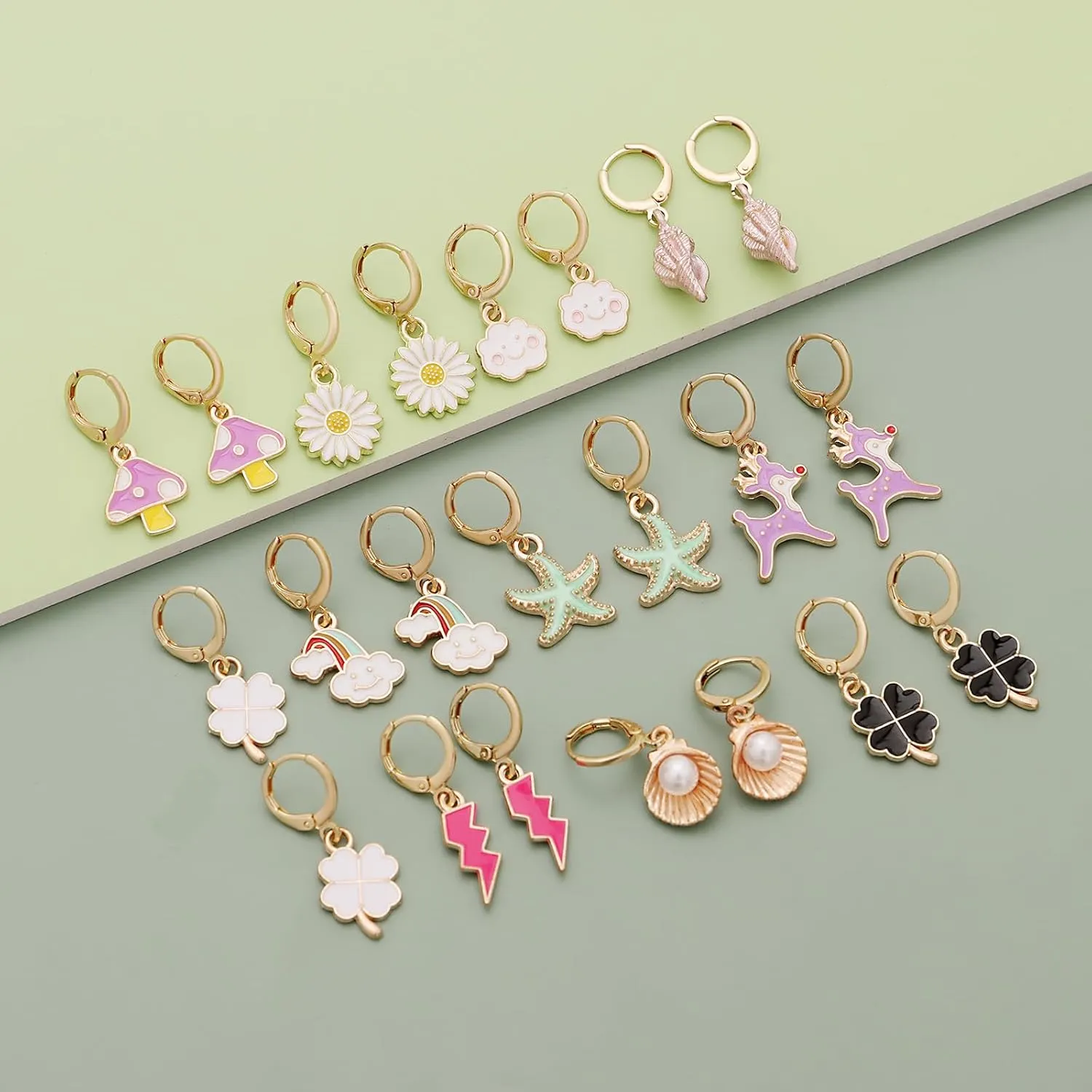 10/20 Pairs Gold Hoop Dangle Earrings For Girls Gold Hoop Earrings With Charms 14k Gold Huggie Hoop Earrings