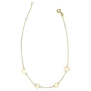 10KT Yellow Gold Adjustable 9 1-inch Lucky Charms Anklet