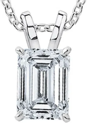 1/2 Carat GIA Certified Platinum Solitaire Emerald Cut Diamond Pendant (0.5 Ct I-J Color, VVS1-VVS2 Clarity) w/ 18" 14K Gold Chain