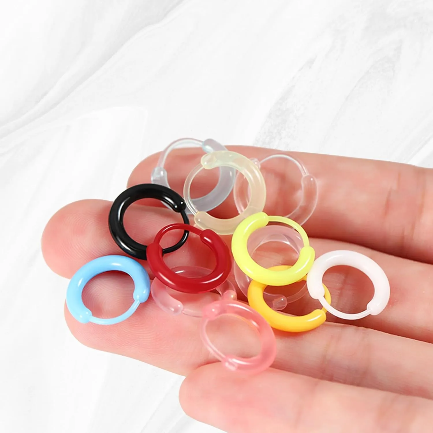 12 Pairs Hoop Earrings for Women - Clear Plastic Hoops for Sensitive Ears