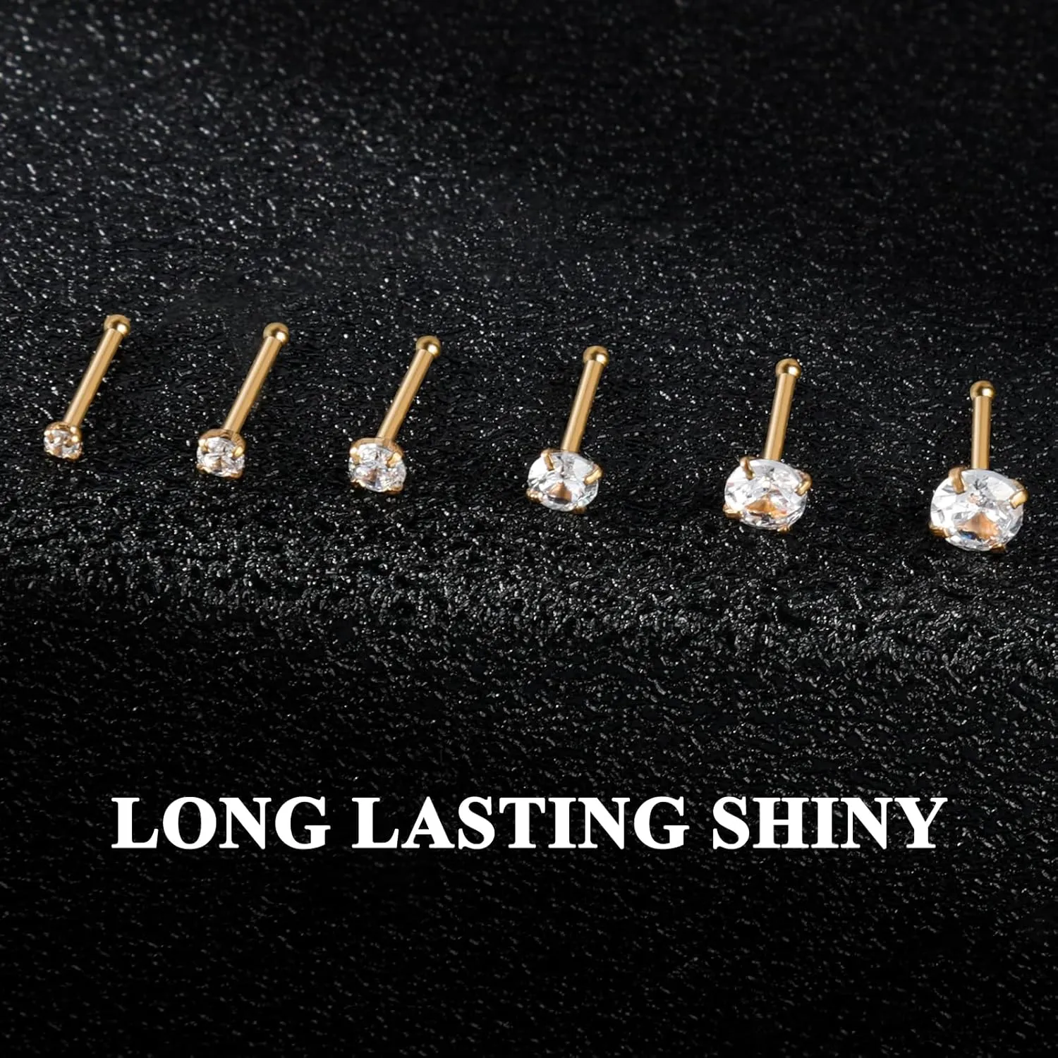 12Pcs Nose Rings Studs 18G 20G 22G Straight Nose Studs Surgical Stainless Steel Nose Rings for Women Hypoallergenic Nose Bone Studs Cubic Zirconia Lip Rings Nose Piercings Jewelry 1.5mm-4mm