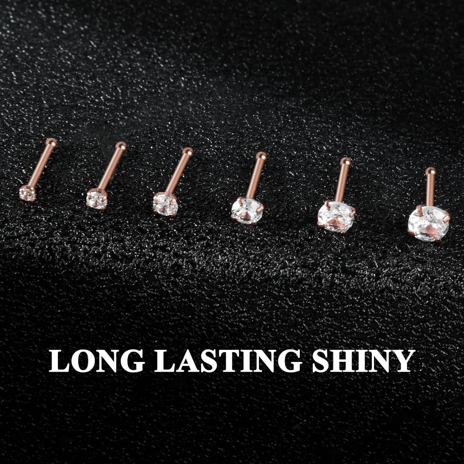 12Pcs Nose Rings Studs 18G 20G 22G Straight Nose Studs Surgical Stainless Steel Nose Rings for Women Hypoallergenic Nose Bone Studs Cubic Zirconia Lip Rings Nose Piercings Jewelry 1.5mm-4mm