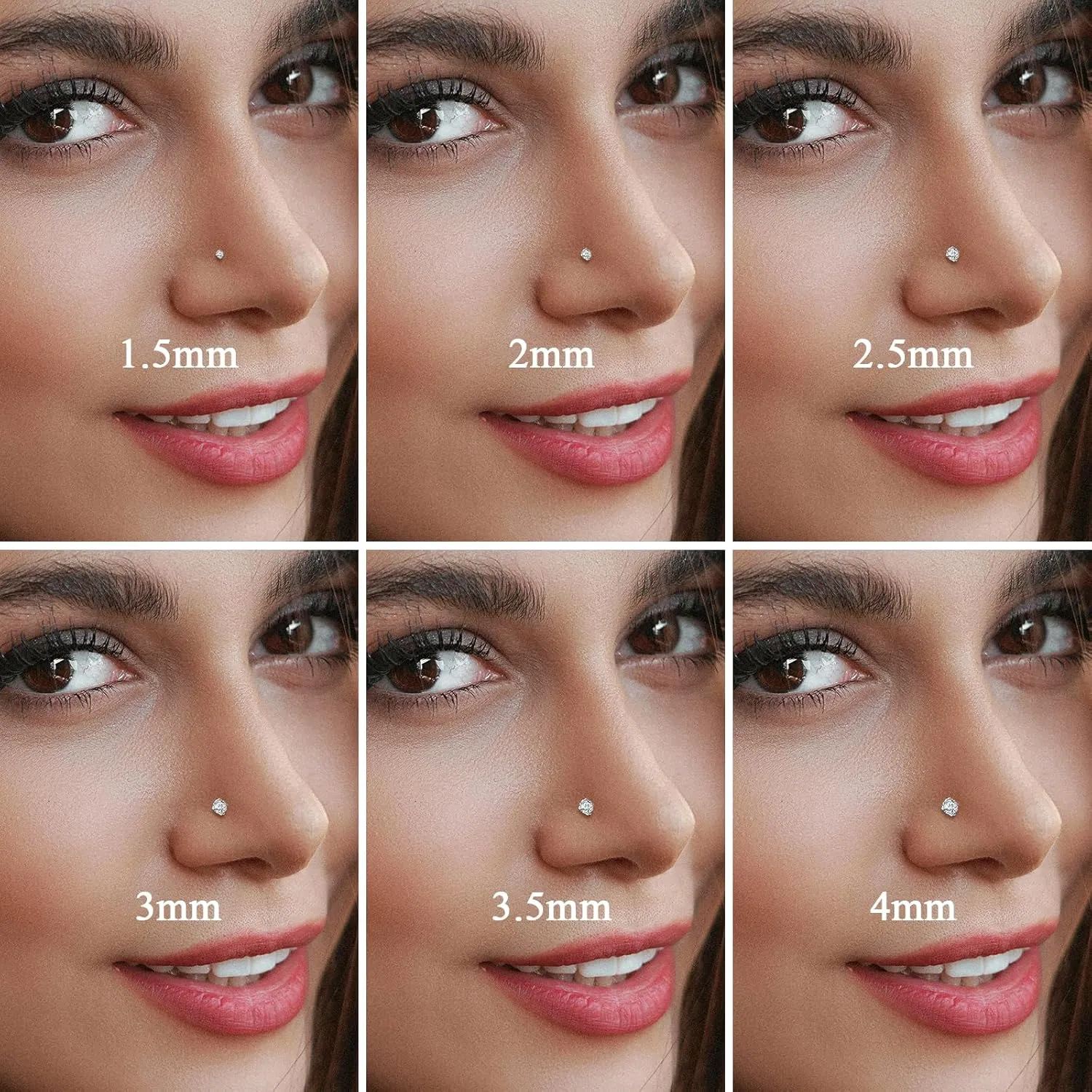 12Pcs Nose Rings Studs 18G 20G 22G Straight Nose Studs Surgical Stainless Steel Nose Rings for Women Hypoallergenic Nose Bone Studs Cubic Zirconia Lip Rings Nose Piercings Jewelry 1.5mm-4mm