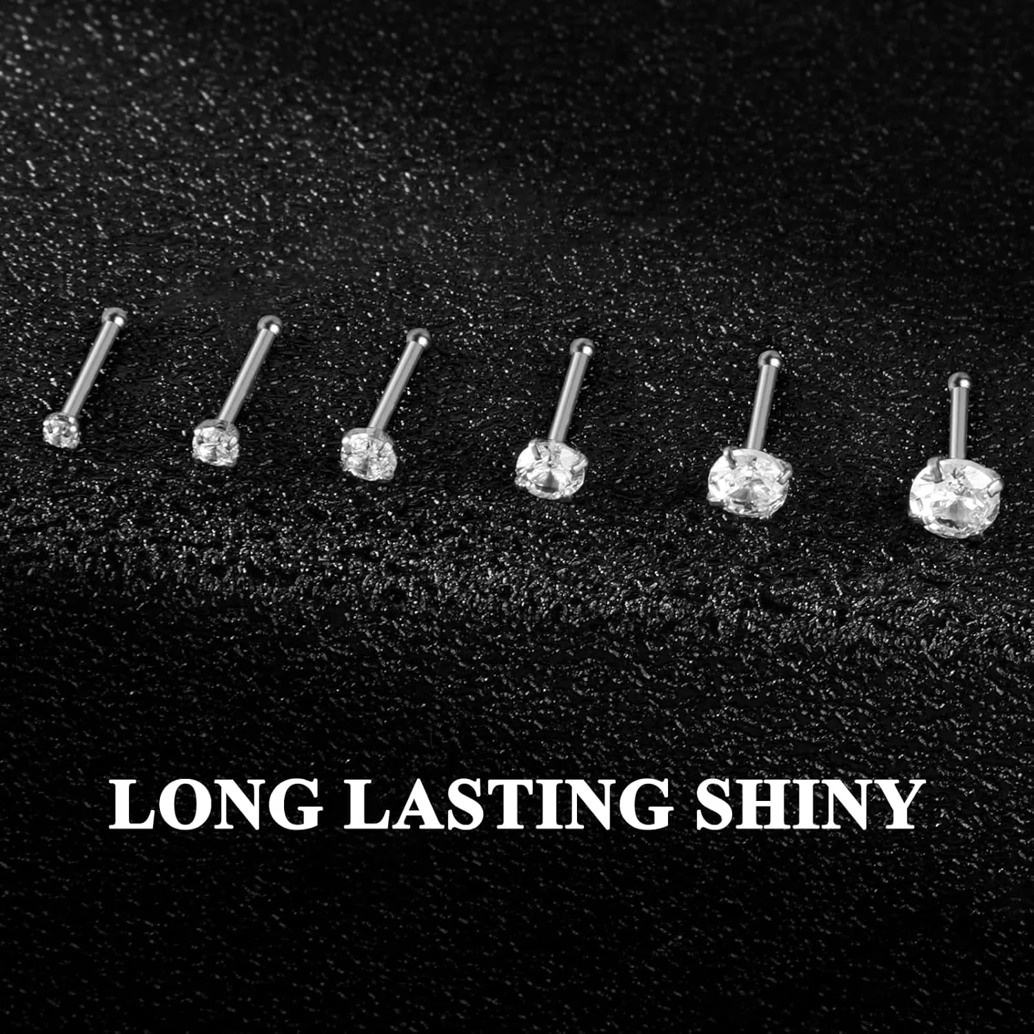 12Pcs Nose Rings Studs 18G 20G 22G Straight Nose Studs Surgical Stainless Steel Nose Rings for Women Hypoallergenic Nose Bone Studs Cubic Zirconia Lip Rings Nose Piercings Jewelry 1.5mm-4mm