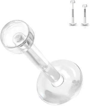 14G 16G Clear Push Top Piercing Retainers 3mm Flat Top Bioflex Lip Rings Studs Medusa Monroe Labret Retainer Piercing Jewelry for for Work Surgery Sports 8mm-11mm