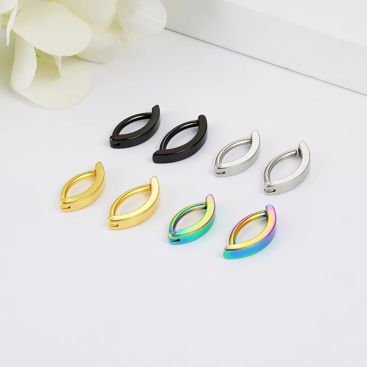 14G Clicker Belly Button Ring - 10MM/12MM Surgical Stainless Steel Hinged Navel Barbell Piercing Body Jewelry