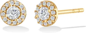 14K Gold or Platinum Plated Halo Solitaire Stud Earrings for Women with Cubic Zirconia