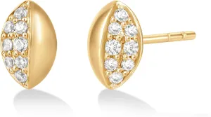 14K Gold or Platinum Plated Seed Stud Earrings for Women with Cubic Zirconia