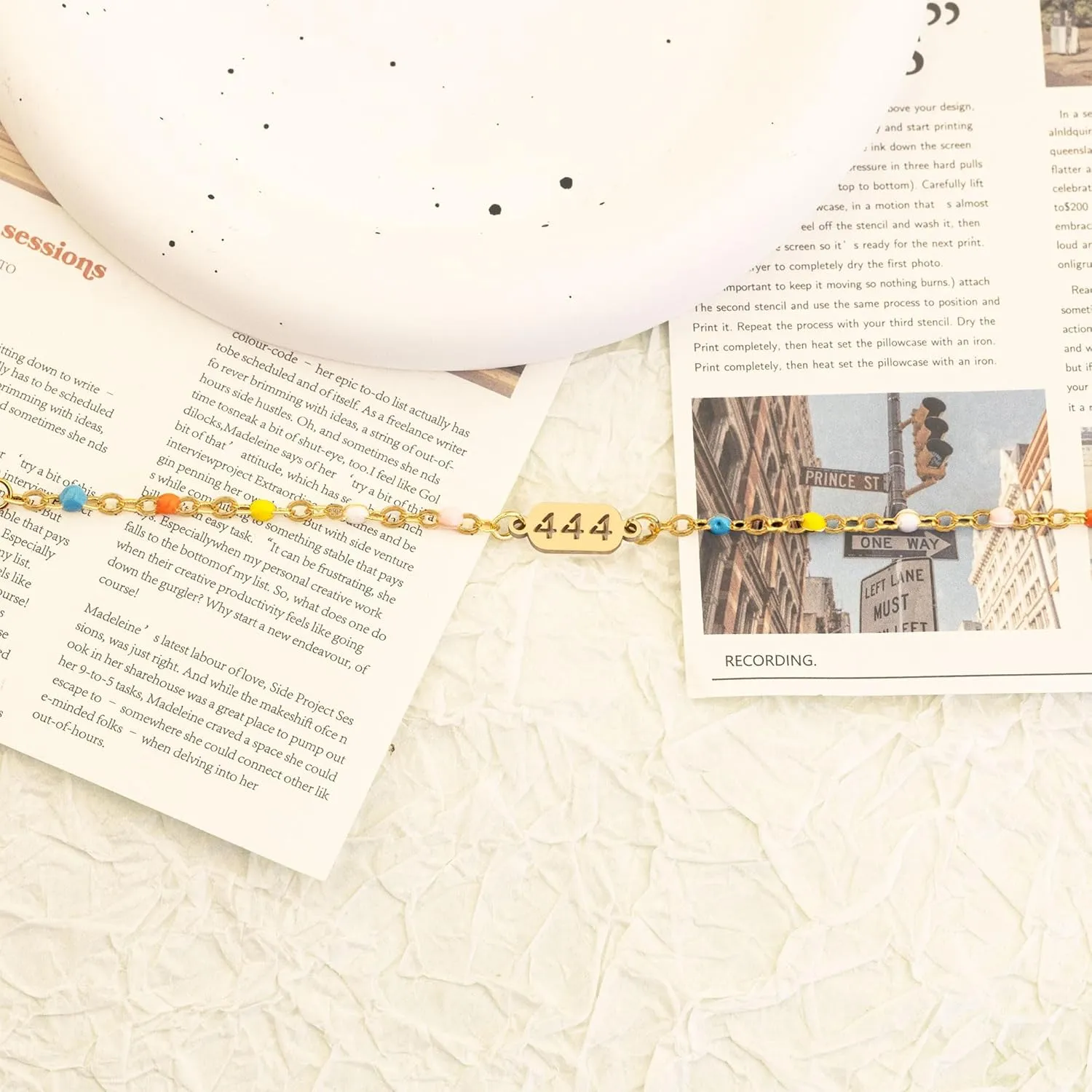 14K Gold Plated Angel Numbers Bracelet for Women, Stainless Steel 444 Bracelets Lucky Numerology Jewelry for Women Friend Angel Number Gift