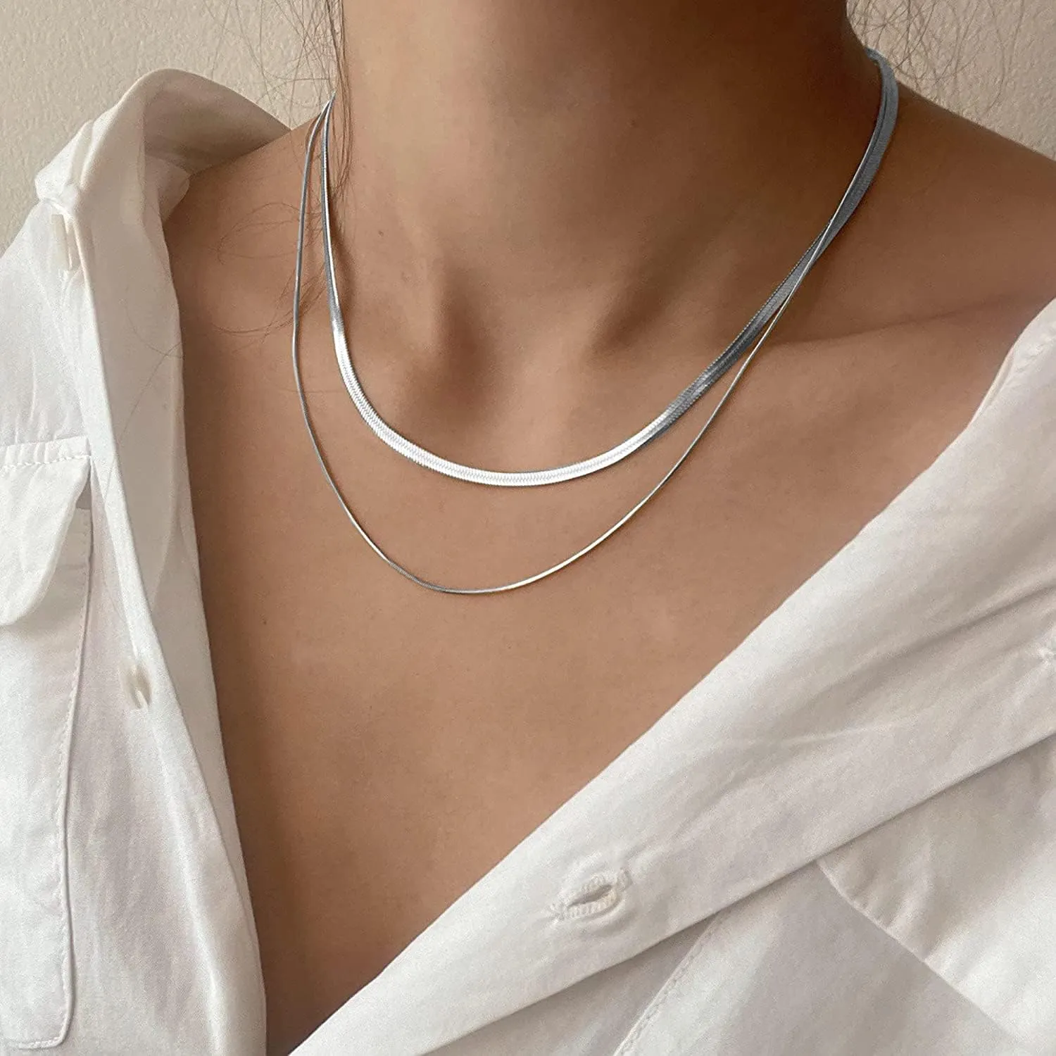 14K Gold Plated Dainty Choker Necklace for Women & Girls | Snake, Cuban Link, Paperclip, Ball Beaded, Tennis Chain, Natural Freshwater Pearl Necklace Fashion Jewelry Gift