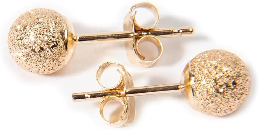 14k Solid Gold Flat Ball Stud Earrings for Women  Minimalist Button-Style Studs with Butterfly Backs  Hypoallergenic & Tarnish-Resistant  Sizes 3mm to 8mm  Elegant Gift for Her