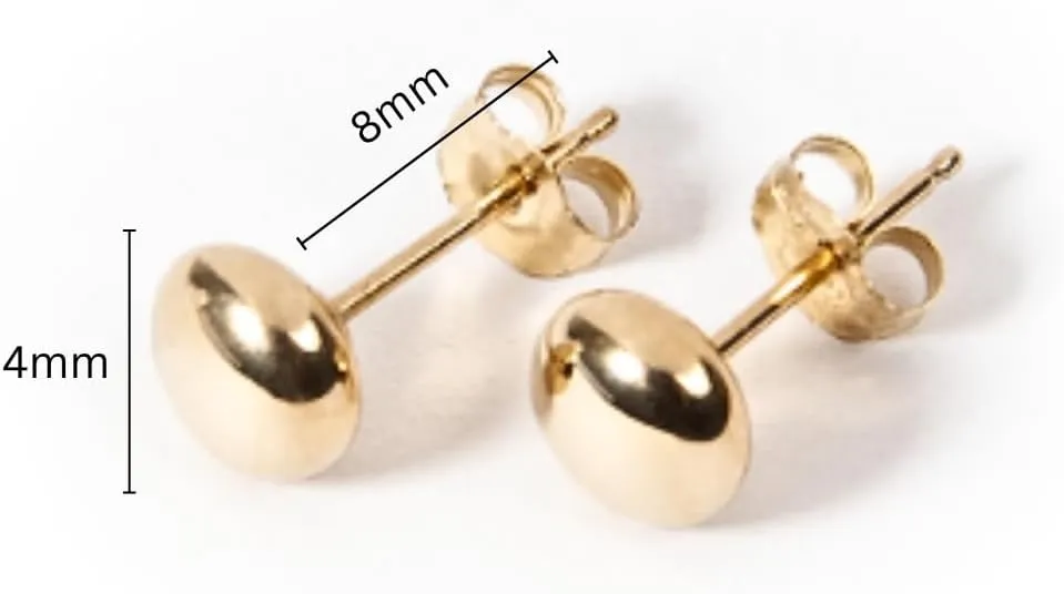 14k Solid Gold Flat Ball Stud Earrings for Women  Minimalist Button-Style Studs with Butterfly Backs  Hypoallergenic & Tarnish-Resistant  Sizes 3mm to 8mm  Elegant Gift for Her
