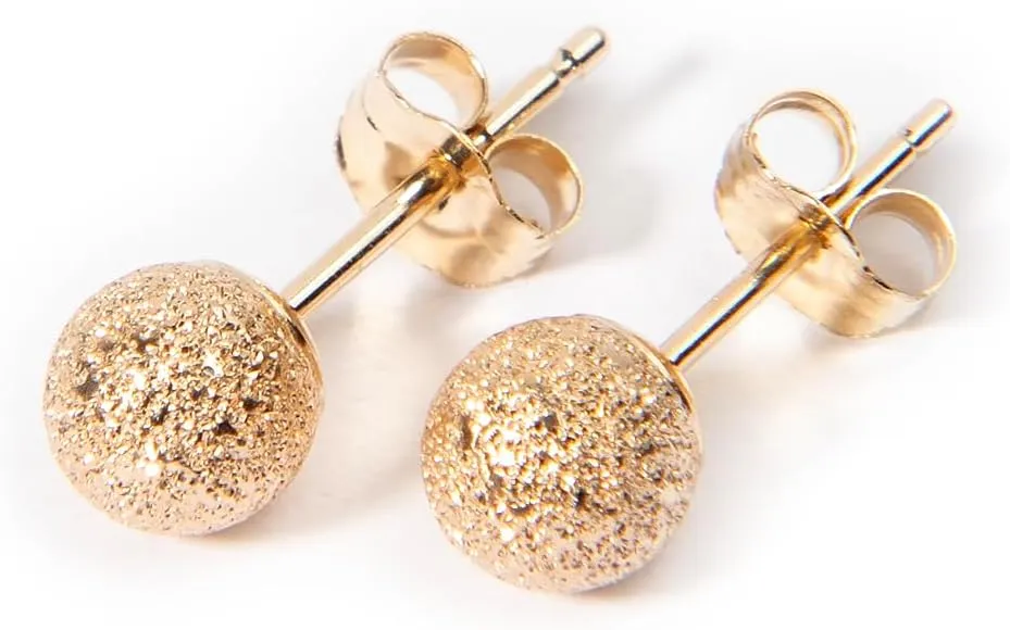 14k Solid Gold Flat Ball Stud Earrings for Women  Minimalist Button-Style Studs with Butterfly Backs  Hypoallergenic & Tarnish-Resistant  Sizes 3mm to 8mm  Elegant Gift for Her