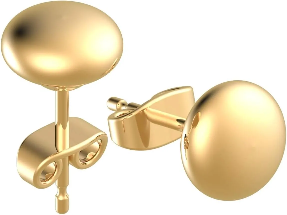 14k Solid Gold Flat Ball Stud Earrings for Women  Minimalist Button-Style Studs with Butterfly Backs  Hypoallergenic & Tarnish-Resistant  Sizes 3mm to 8mm  Elegant Gift for Her