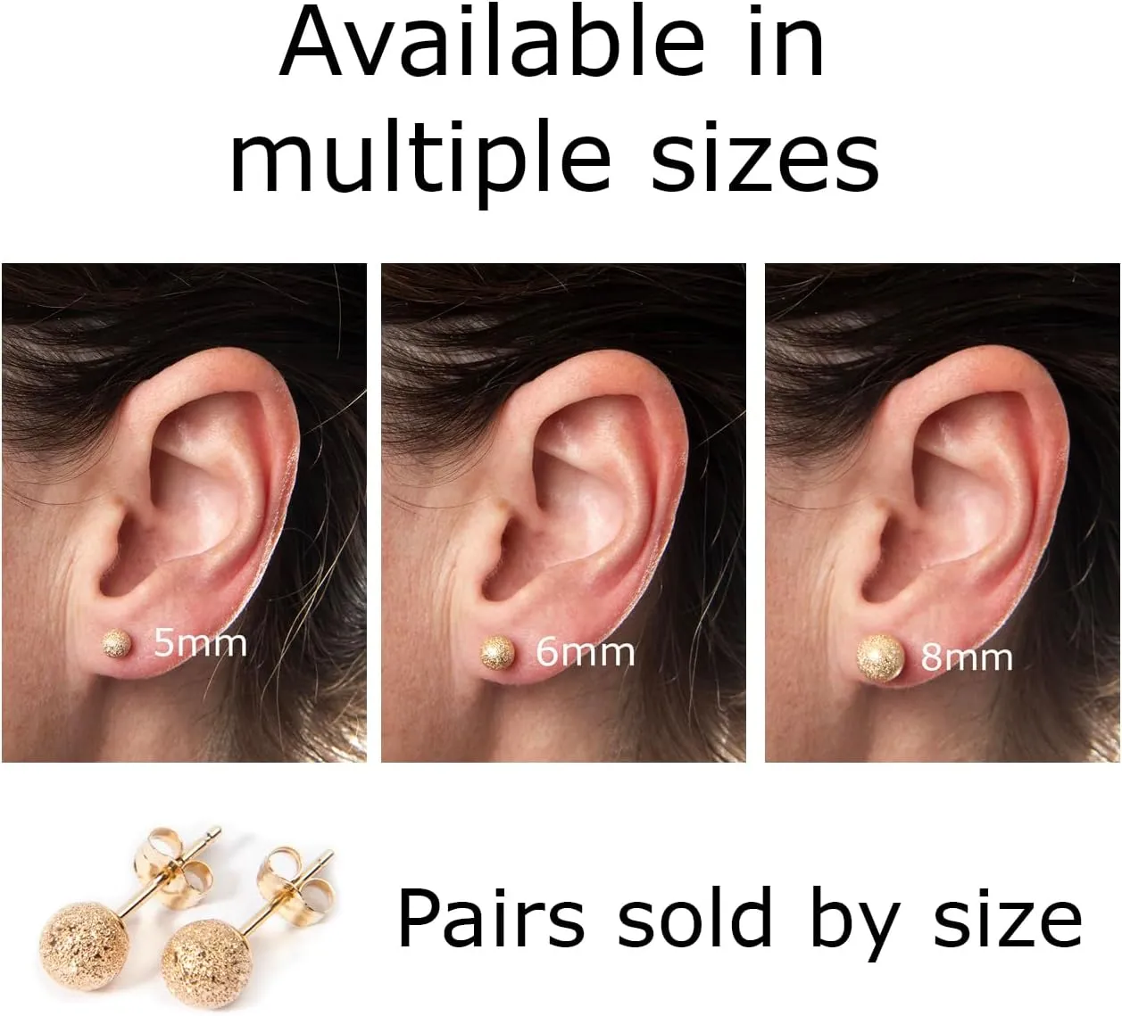 14k Solid Gold Flat Ball Stud Earrings for Women  Minimalist Button-Style Studs with Butterfly Backs  Hypoallergenic & Tarnish-Resistant  Sizes 3mm to 8mm  Elegant Gift for Her
