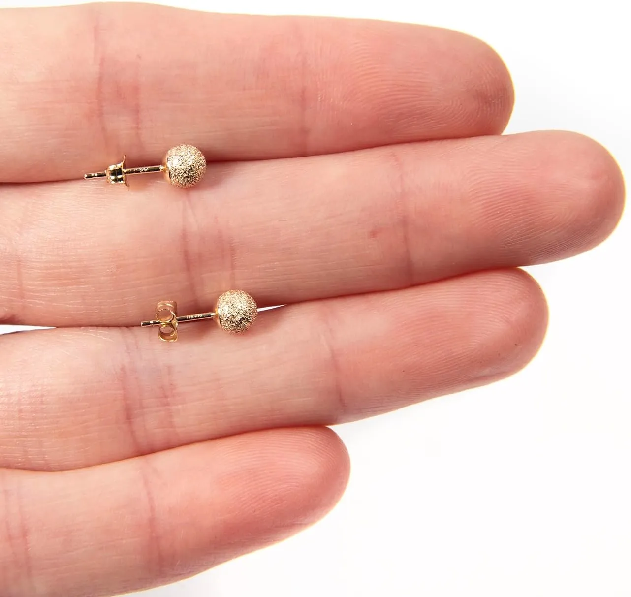 14k Solid Gold Flat Ball Stud Earrings for Women  Minimalist Button-Style Studs with Butterfly Backs  Hypoallergenic & Tarnish-Resistant  Sizes 3mm to 8mm  Elegant Gift for Her