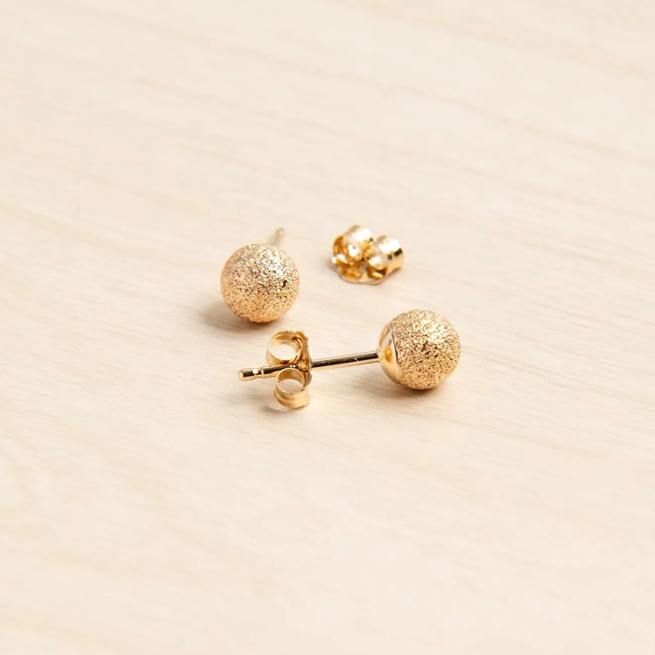 14k Solid Gold Flat Ball Stud Earrings for Women  Minimalist Button-Style Studs with Butterfly Backs  Hypoallergenic & Tarnish-Resistant  Sizes 3mm to 8mm  Elegant Gift for Her
