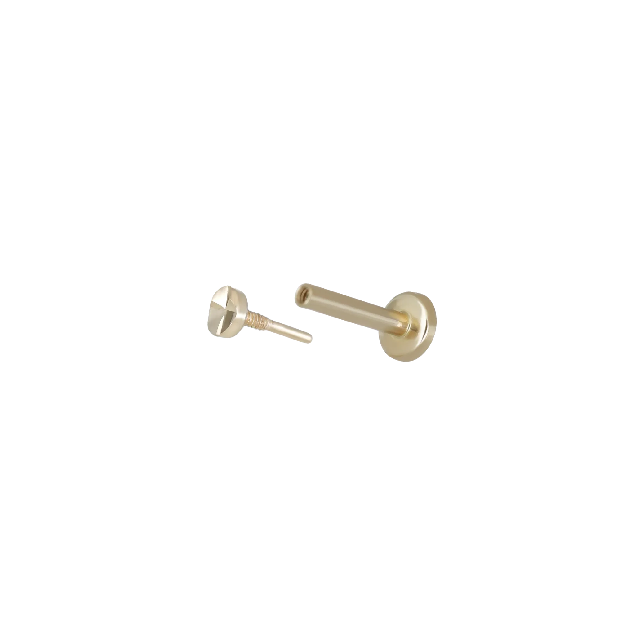 14K Solid Gold Tiny Diamond Cutting Flat Disc Internally Threaded
