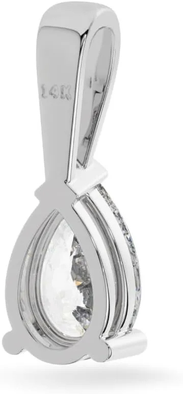 14K Solid White or Yellow Gold Lab Grown Moissanite Solitaire Pendant | Round, Pear, Heart Shape | Pendant Only | Made in USA