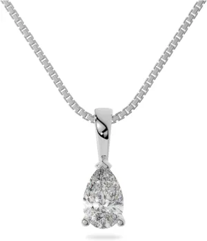 14K Solid White or Yellow Gold Lab Grown Moissanite Solitaire Pendant | Round, Pear, Heart Shape | Pendant Only | Made in USA