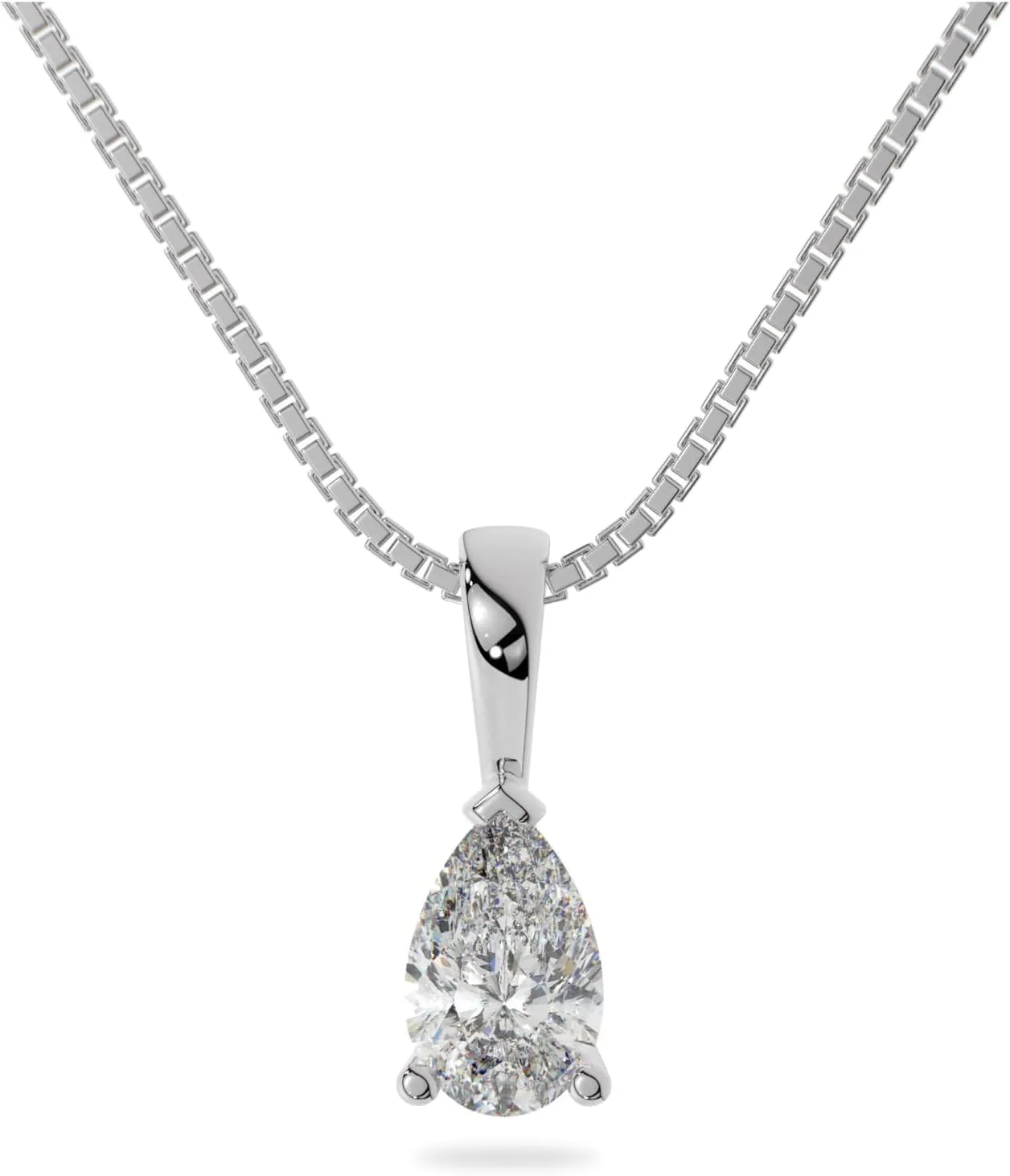 14K Solid White or Yellow Gold Lab Grown Moissanite Solitaire Pendant | Round, Pear, Heart Shape | Pendant Only | Made in USA