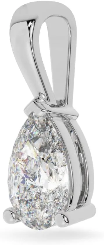 14K Solid White or Yellow Gold Lab Grown Moissanite Solitaire Pendant | Round, Pear, Heart Shape | Pendant Only | Made in USA