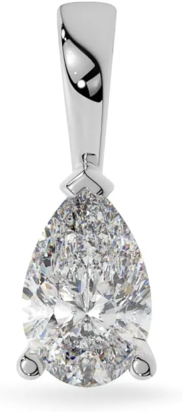 14K Solid White or Yellow Gold Lab Grown Moissanite Solitaire Pendant | Round, Pear, Heart Shape | Pendant Only | Made in USA