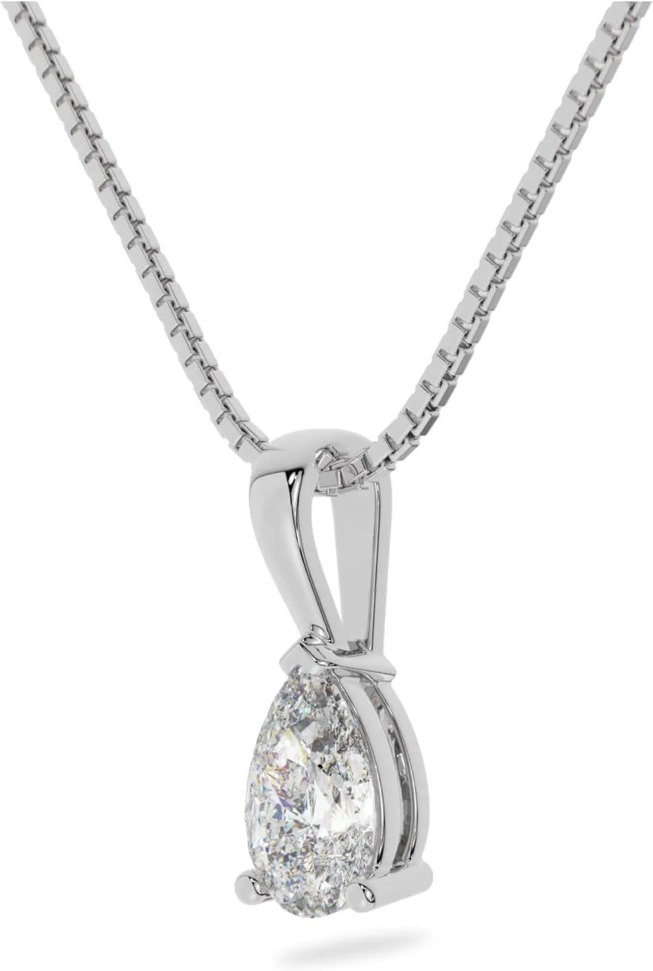 14K Solid White or Yellow Gold Lab Grown Moissanite Solitaire Pendant | Round, Pear, Heart Shape | Pendant Only | Made in USA