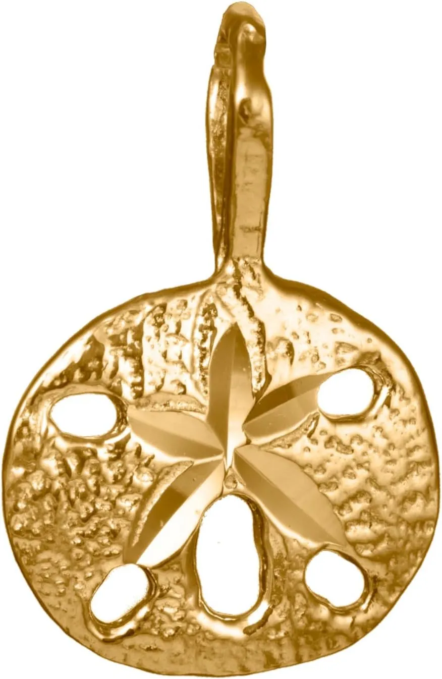 14K Solid Yellow Gold Hawaiian Sand Dollar Sea Life Pendant Charm, For Mom Daughter Girlfriend, Nickel Free Hypoallergenic for Sensitive Skin, Gift Box Included (14K Yellow Gold - Sand Dollar, Small)