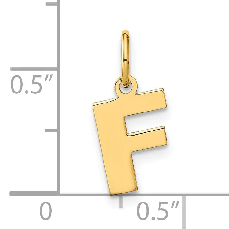14k Yellow Gold  Small Size Letter F Initial Block Pendant