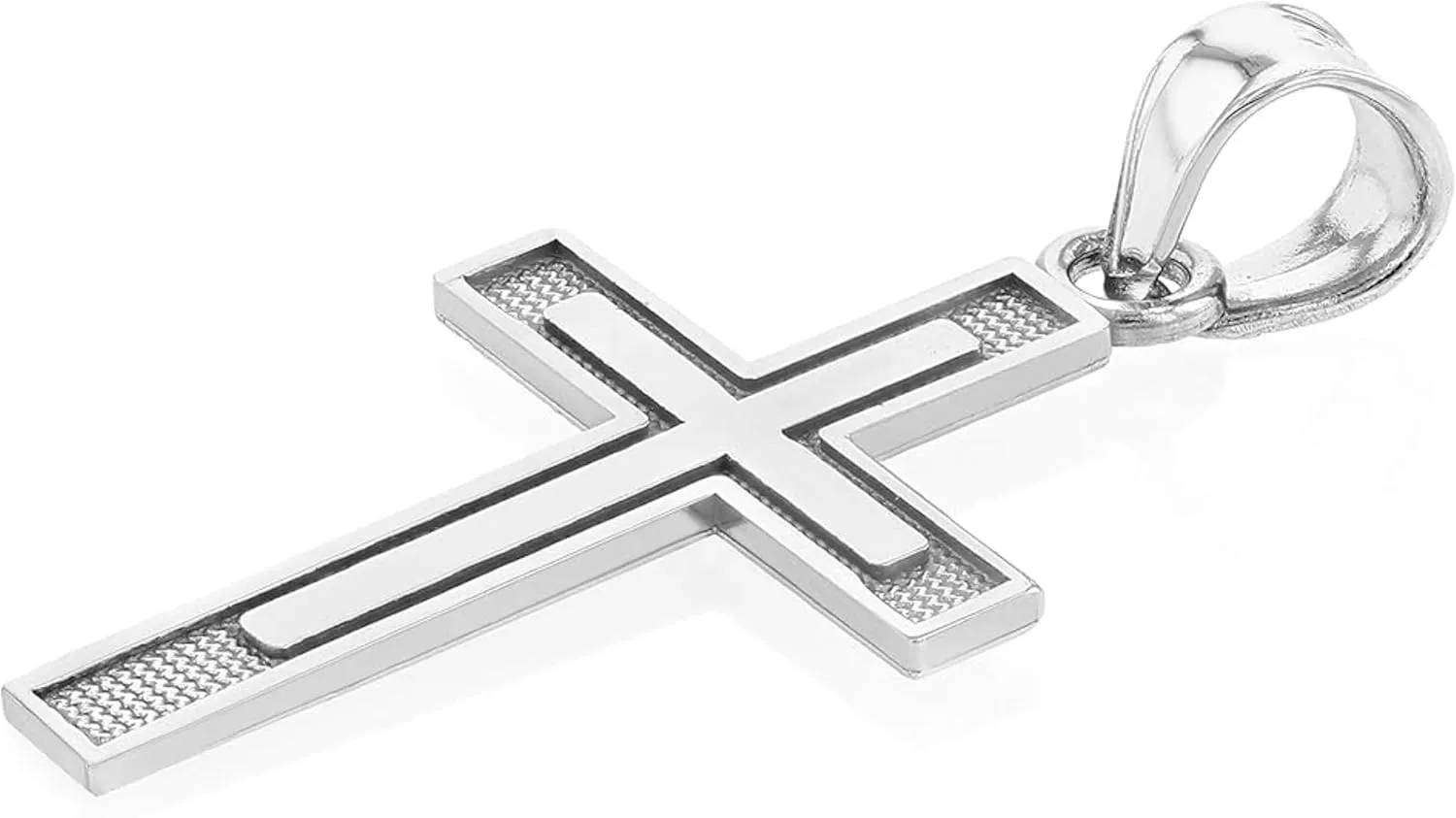 14k Yellow or White Gold Double Cross Pendant for Men and Women - Real Charm - Confirmation Christening Baptism - Jewerly Gift - Catholic Christian Keepsake - Religious Necklace Accessory 21mm, 0.77gr