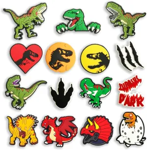 15PCS Dinosaur Shoe Charms for Boys Kids - PVC Decoration for Shoes & Bracelets - Dinosaurs Themed Party Favor