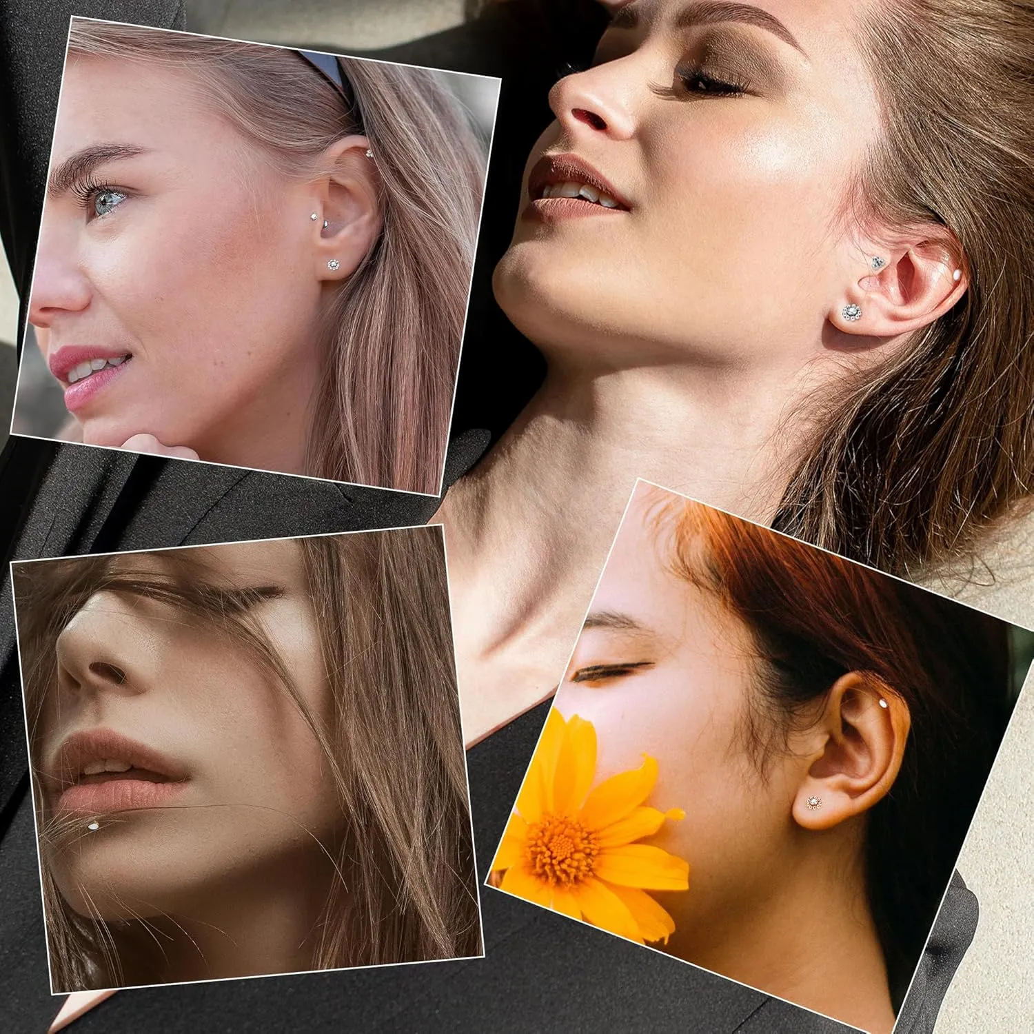 16G 18G 316L Stainless Steel Internally Threaded Labret Monroe Studs Lip Rings Stud for Women Men Flat Back Cartilage Tragus Earrings Studs Forward Helix Earrings Conch Medusa Piercing