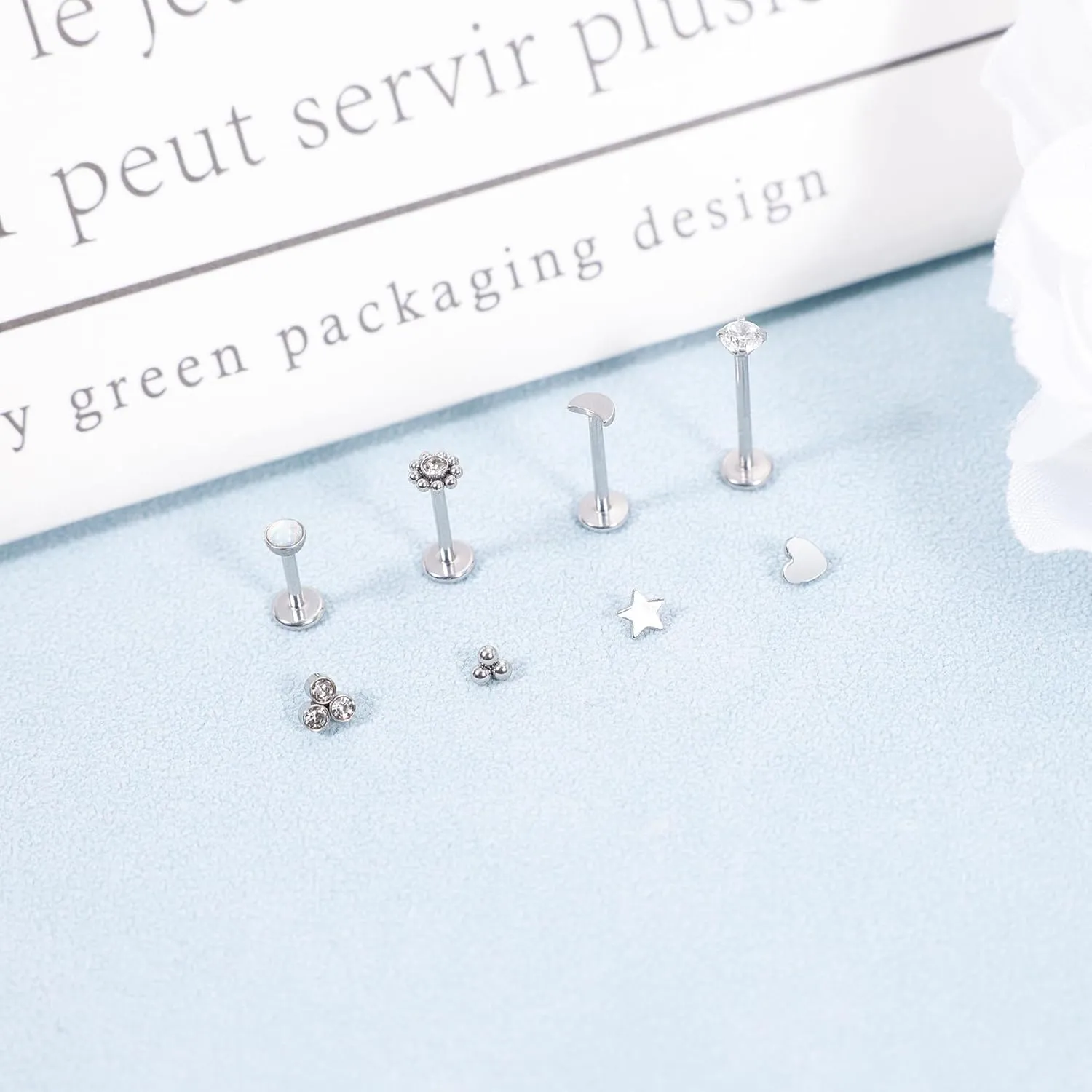 16G 18G 316L Stainless Steel Internally Threaded Labret Monroe Studs Lip Rings Stud for Women Men Flat Back Cartilage Tragus Earrings Studs Forward Helix Earrings Conch Medusa Piercing