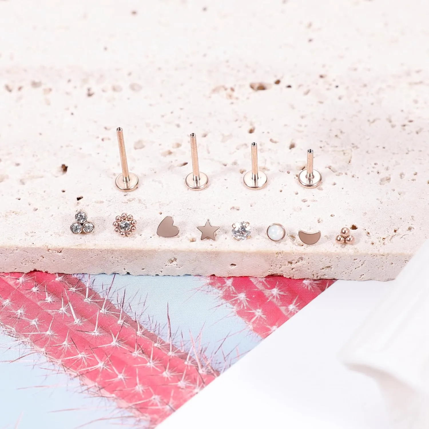 16G 18G 316L Stainless Steel Internally Threaded Labret Monroe Studs Lip Rings Stud for Women Men Flat Back Cartilage Tragus Earrings Studs Forward Helix Earrings Conch Medusa Piercing