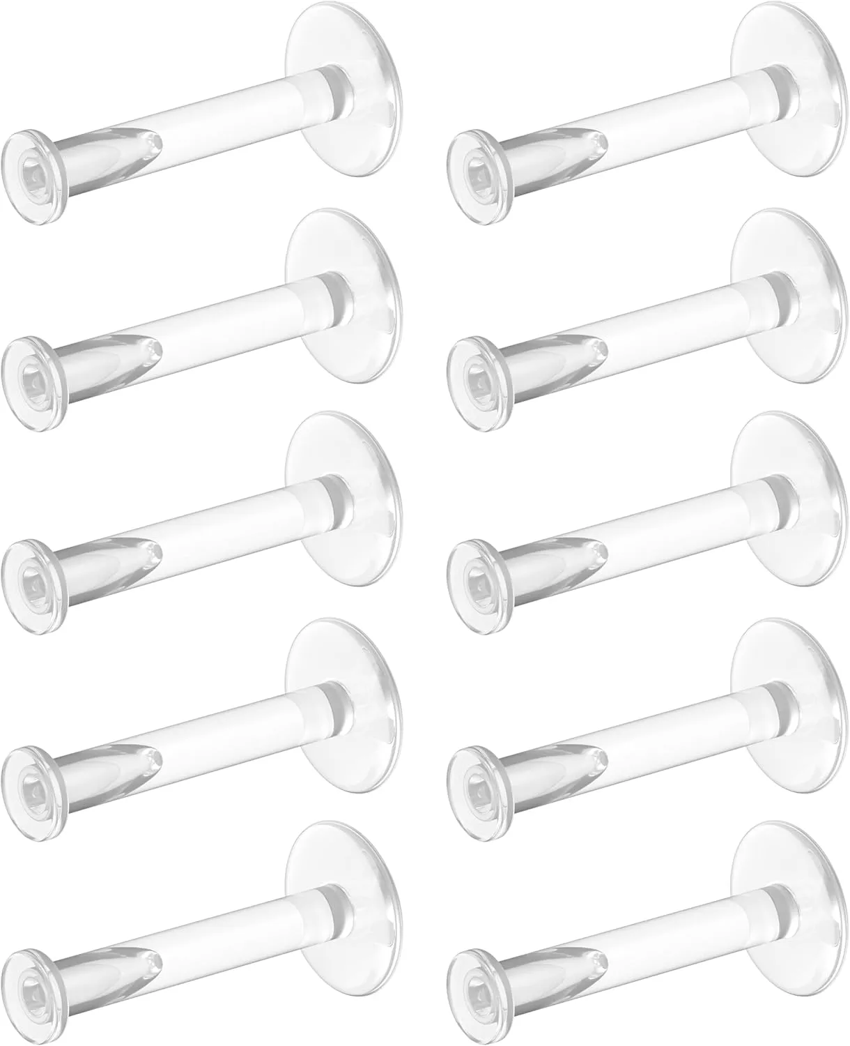 16g Clear Earrings for Sports, Work, Surgery - Bioflex Labret Clear Piercing Retainers 10pc Set - Plastic Clear Piercings Stud Earrings for Cartilage Helix Tragus Lip Medusa Monroe (6mm, 8mm, 10mm, 12mm)