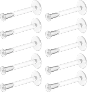 16g Clear Earrings for Sports, Work, Surgery - Bioflex Labret Clear Piercing Retainers 10pc Set - Plastic Clear Piercings Stud Earrings for Cartilage Helix Tragus Lip Medusa Monroe (6mm, 8mm, 10mm, 12mm)
