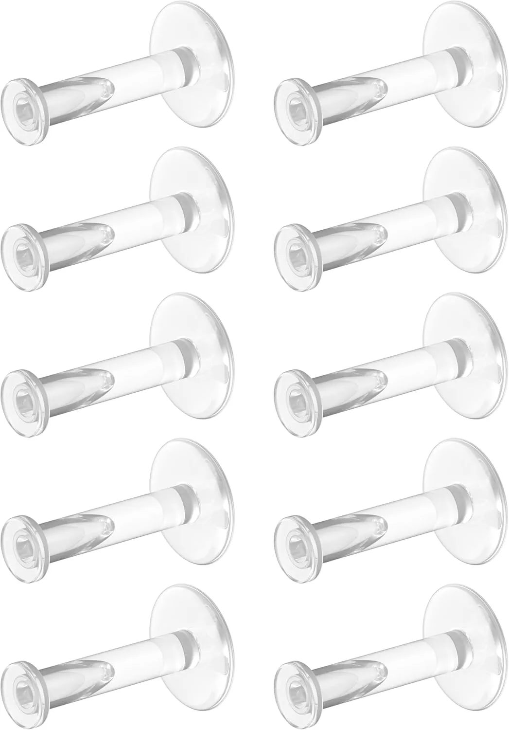 16g Clear Earrings for Sports, Work, Surgery - Bioflex Labret Clear Piercing Retainers 10pc Set - Plastic Clear Piercings Stud Earrings for Cartilage Helix Tragus Lip Medusa Monroe (6mm, 8mm, 10mm, 12mm)