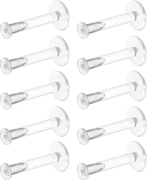 16g Clear Earrings for Sports, Work, Surgery - Bioflex Labret Clear Piercing Retainers 10pc Set - Plastic Clear Piercings Stud Earrings for Cartilage Helix Tragus Lip Medusa Monroe (6mm, 8mm, 10mm, 12mm)