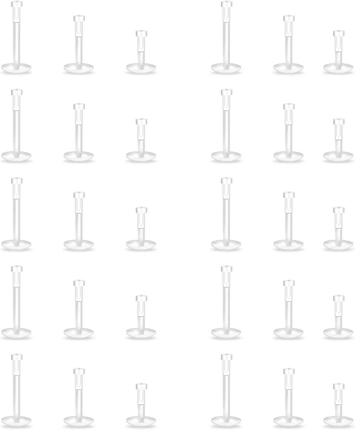 16G Clear Push Top Piercing Retainers, Clear Flat Back Studs, Nose Rings, Earrings, Lip Piercing Retainer for Surgery, Sports, Work