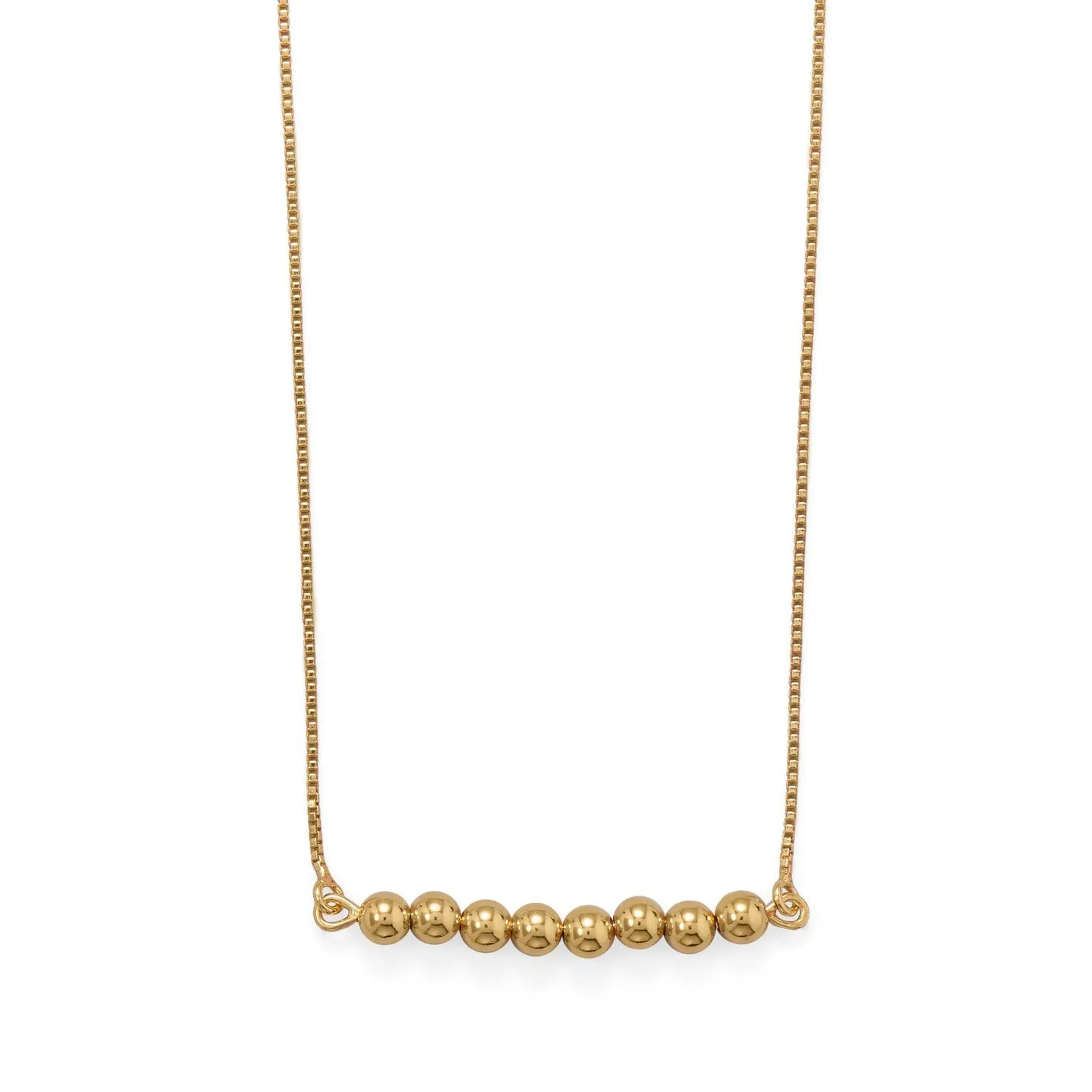 16" 2" 14 Karat Gold Plated Beaded Bar Necklace